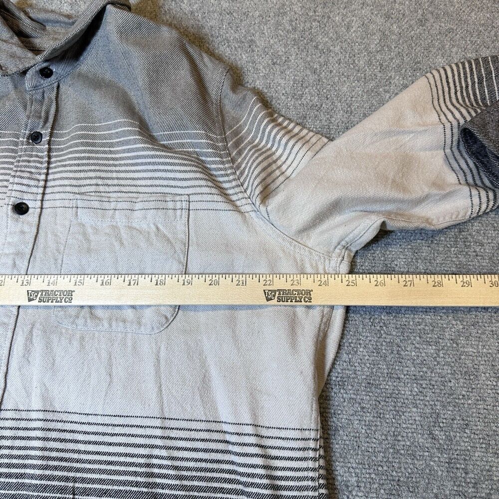 American Eagle Men’s Flannel Grey/White Button Down Long Sleeve Serape XL Tall - Picture 6 of 11